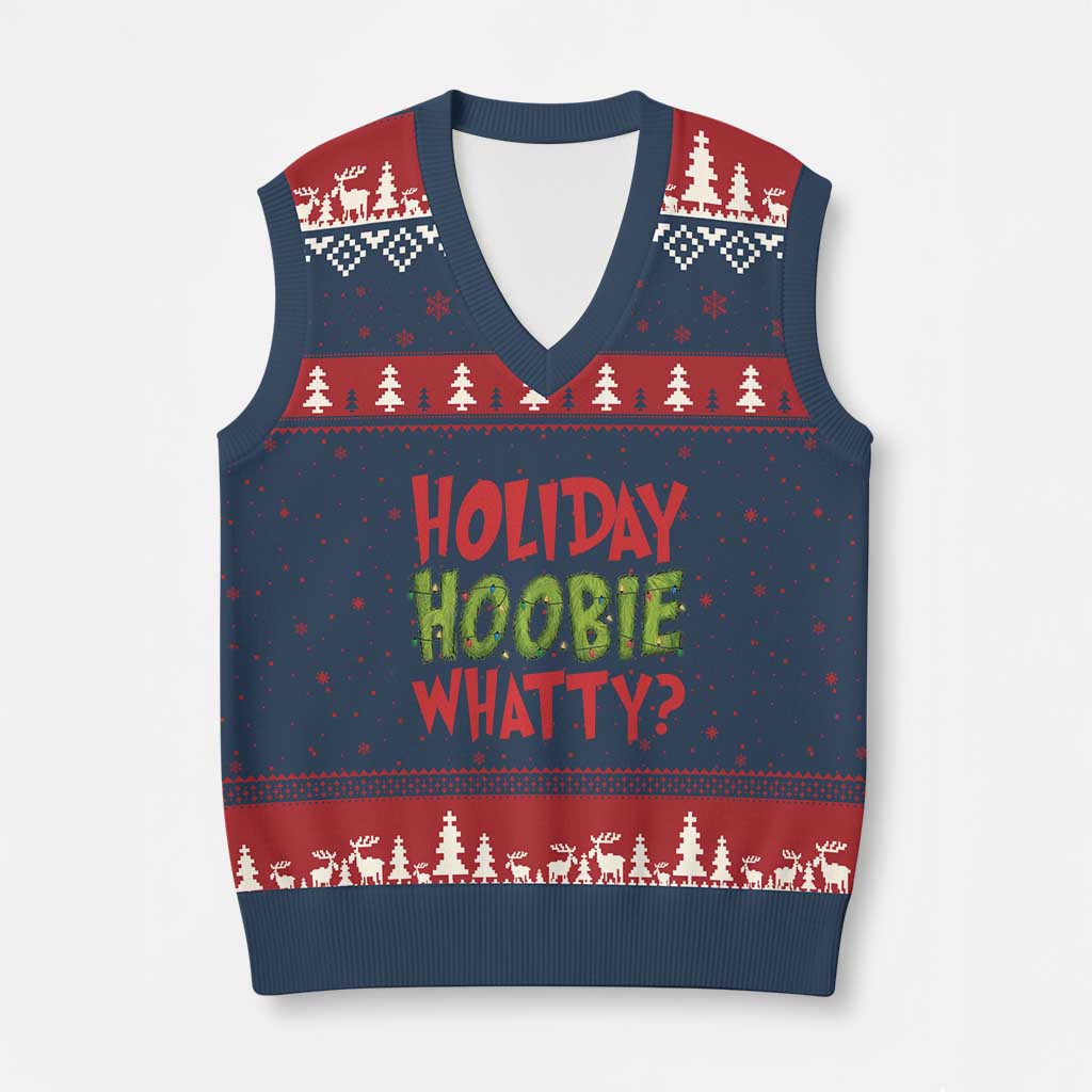 Holiday Hoobie Whatty V-Neck Knit Sweater Vest Funny Xmas Movie Holiday - Wonder Print Shop