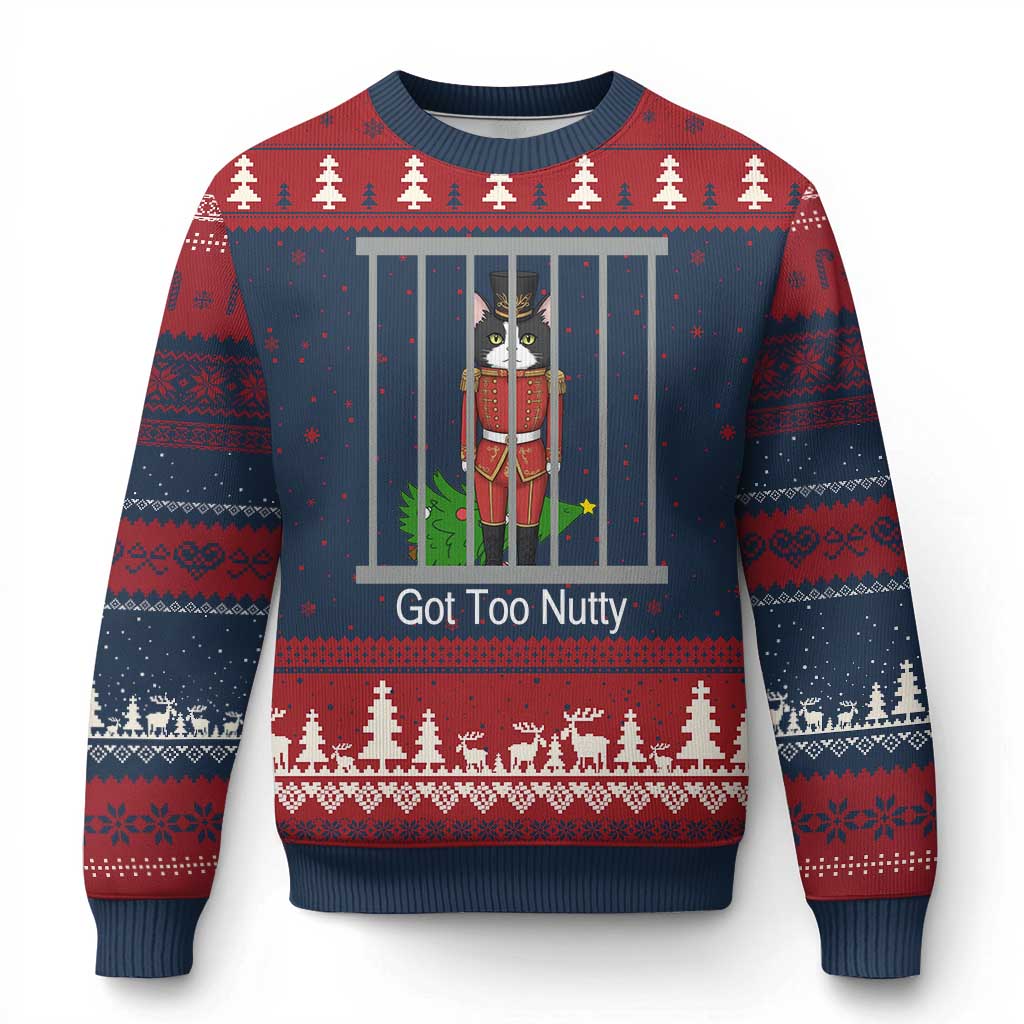 Funny Cat Nutcracker Xmas Ugly Christmas Sweater Got Too Nutty - Wonder Print Shop