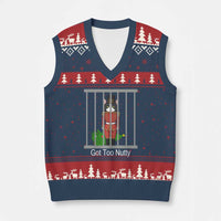 Funny Cat Nutcracker Xmas V-Neck Knit Sweater Vest Got Too Nutty - Wonder Print Shop