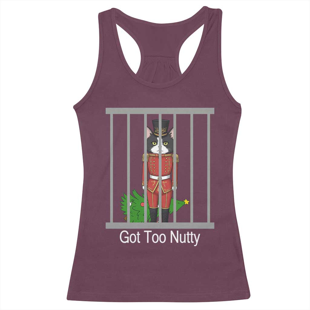 Funny Cat Nutcracker Christmas Racerback Tank Top Got Too Nutty - Wonder Print Shop