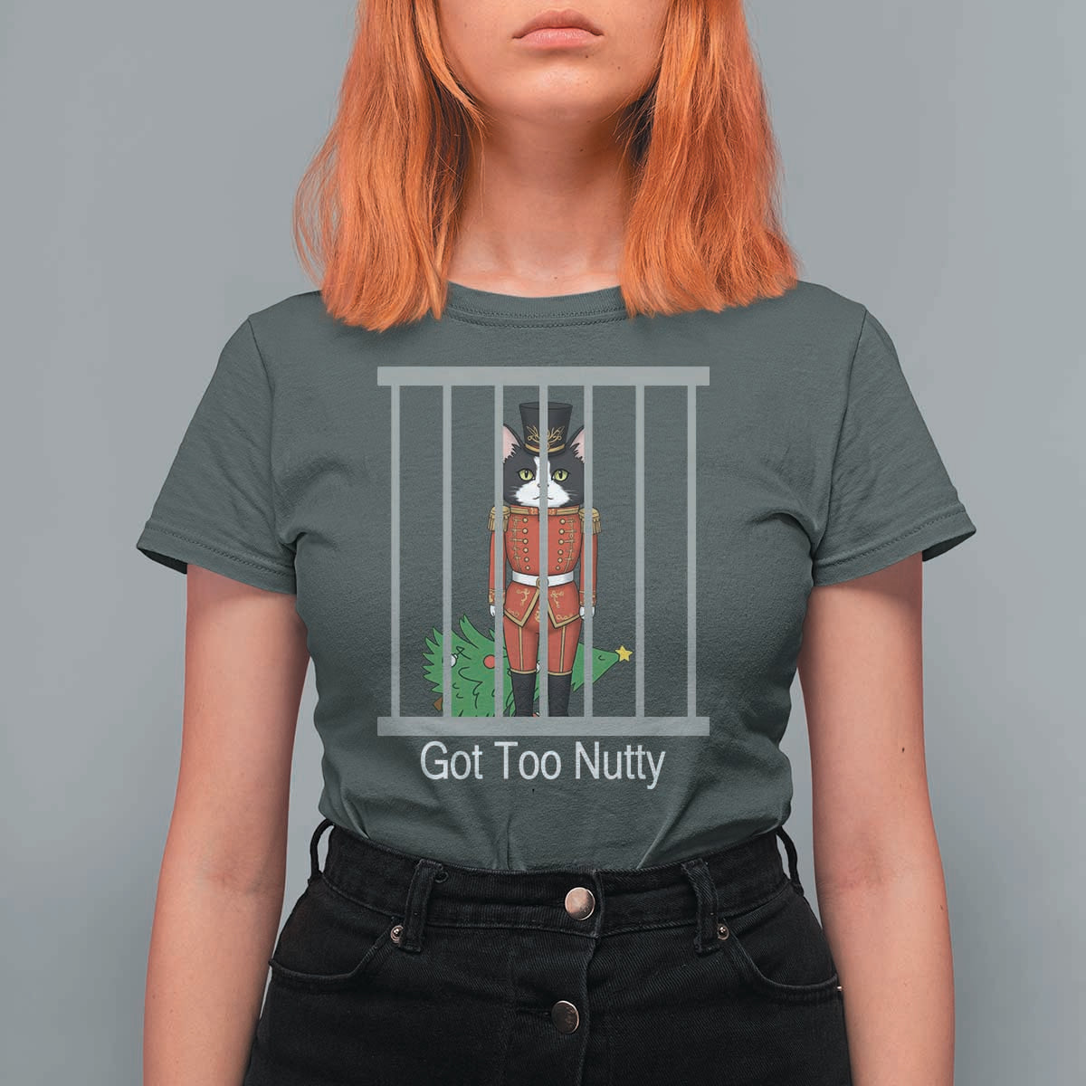 Funny Cat Nutcracker Christmas T Shirt For Women Got Too Nutty - Wonder Print Shop