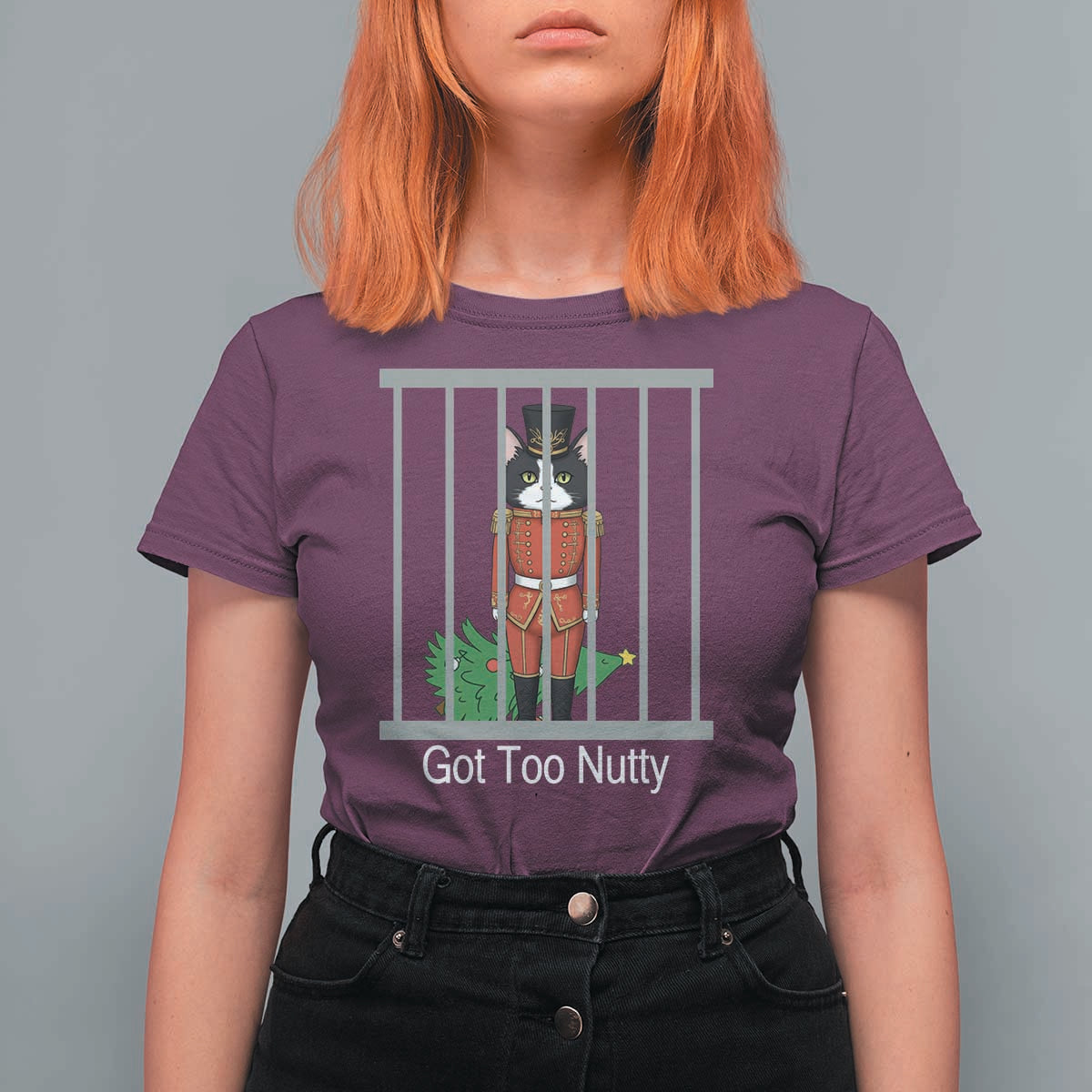 Funny Cat Nutcracker Christmas T Shirt For Women Got Too Nutty - Wonder Print Shop