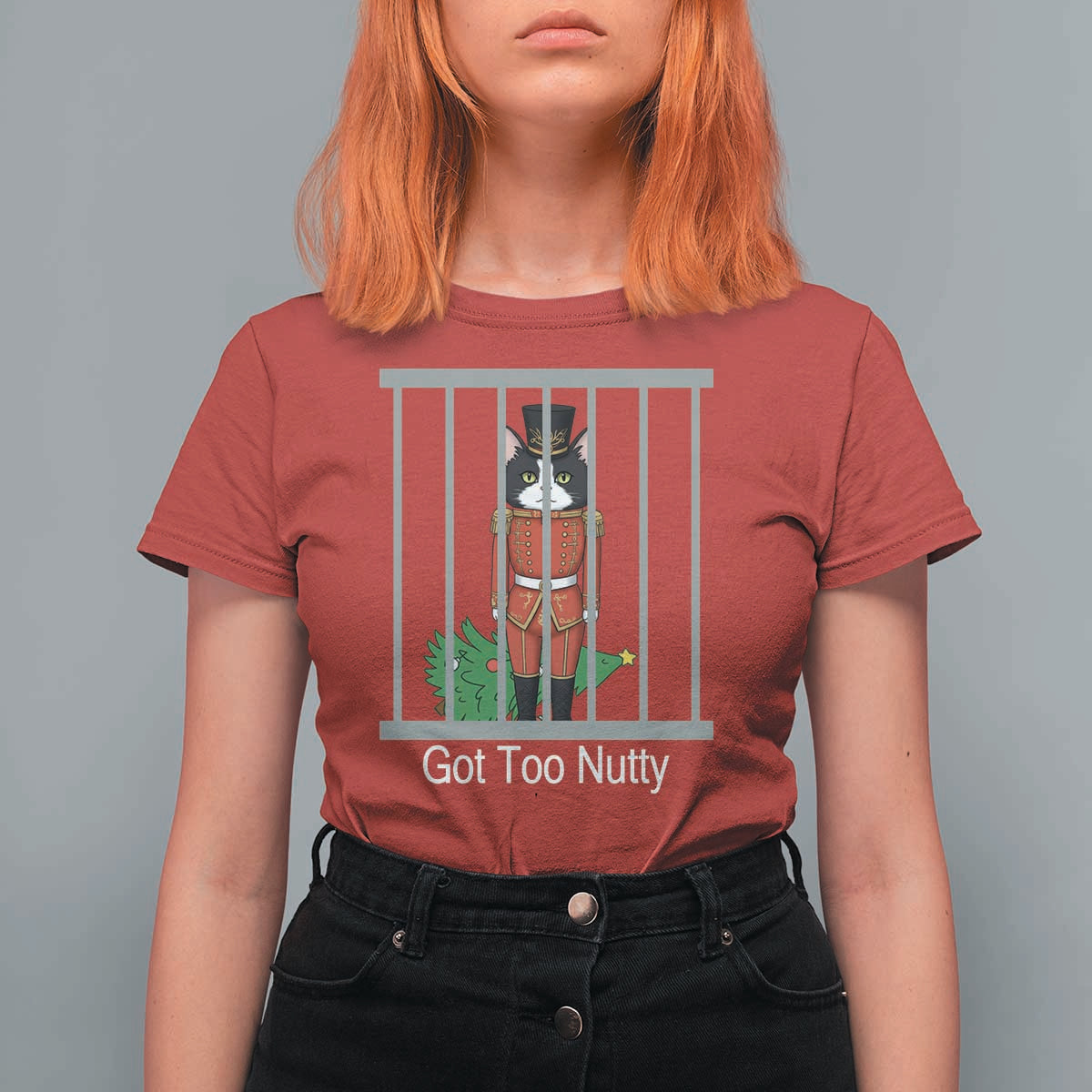 Funny Cat Nutcracker Christmas T Shirt For Women Got Too Nutty - Wonder Print Shop