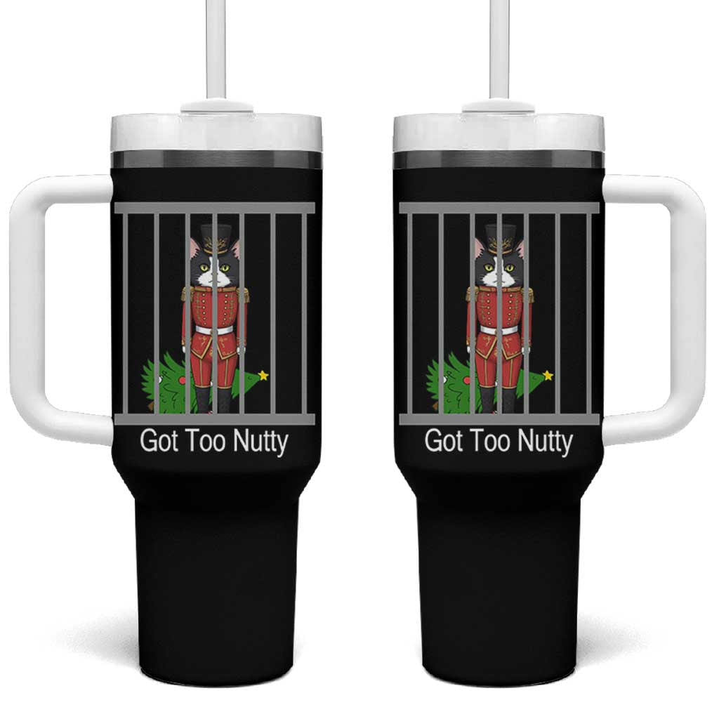 Funny Cat Nutcracker Christmas Tumbler With Handle Got Too Nutty - Wonder Print Shop