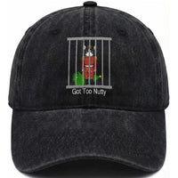 Funny Cat Nutcracker Christmas Washed Cotton Baseball Cap Got Too Nutty