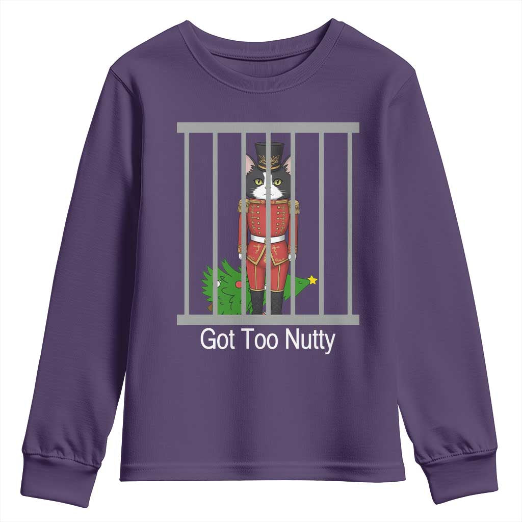 Funny Cat Nutcracker Christmas Youth Sweatshirt Got Too Nutty - Wonder Print Shop