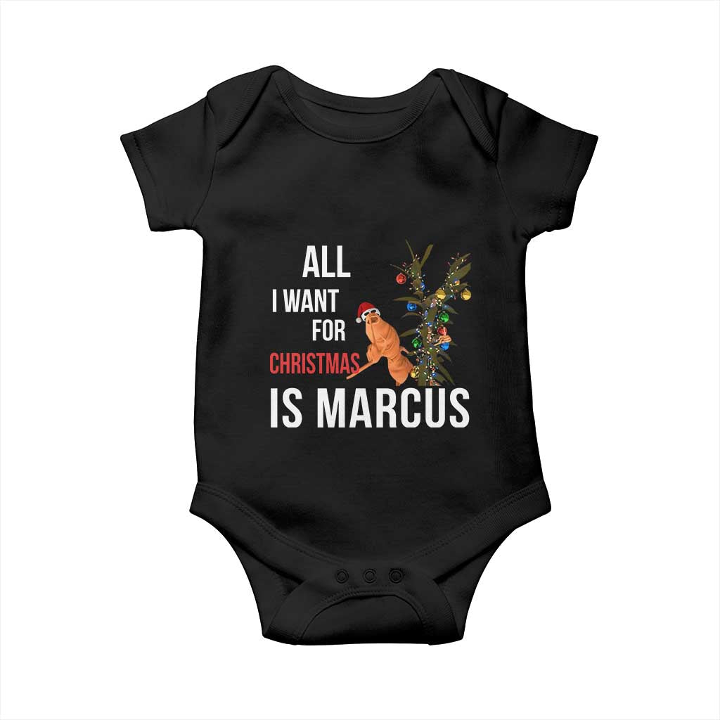 Marcus The Worm Robert Christmas Meme Baby Onesie All I Want For Xmas Is Marcus - Wonder Print Shop