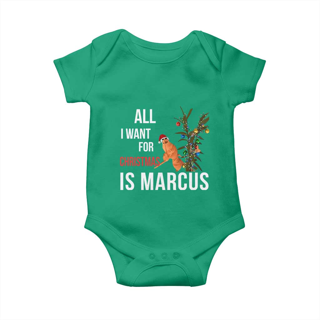 Marcus The Worm Robert Christmas Meme Baby Onesie All I Want For Xmas Is Marcus - Wonder Print Shop