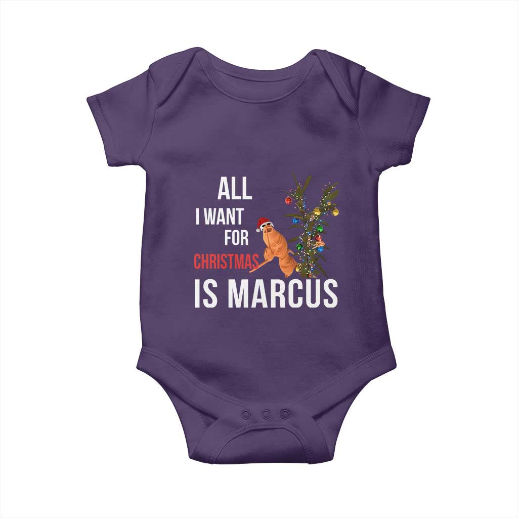 Marcus The Worm Robert Christmas Meme Baby Onesie All I Want For Xmas Is Marcus - Wonder Print Shop
