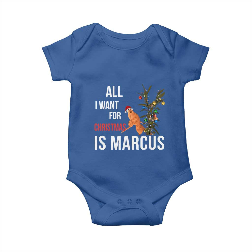 Marcus The Worm Robert Christmas Meme Baby Onesie All I Want For Xmas Is Marcus - Wonder Print Shop
