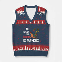 Marcus The Worm Robert Xmas Meme V-Neck Knit Sweater Vest All I Want For Xmas Is Marcus - Wonder Print Shop
