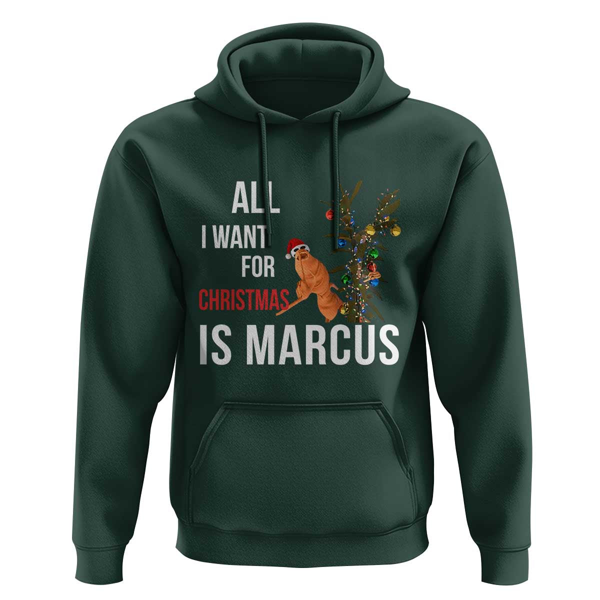 Marcus The Worm Robert Christmas Meme Hoodie All I Want For Xmas Is Marcus - Wonder Print Shop