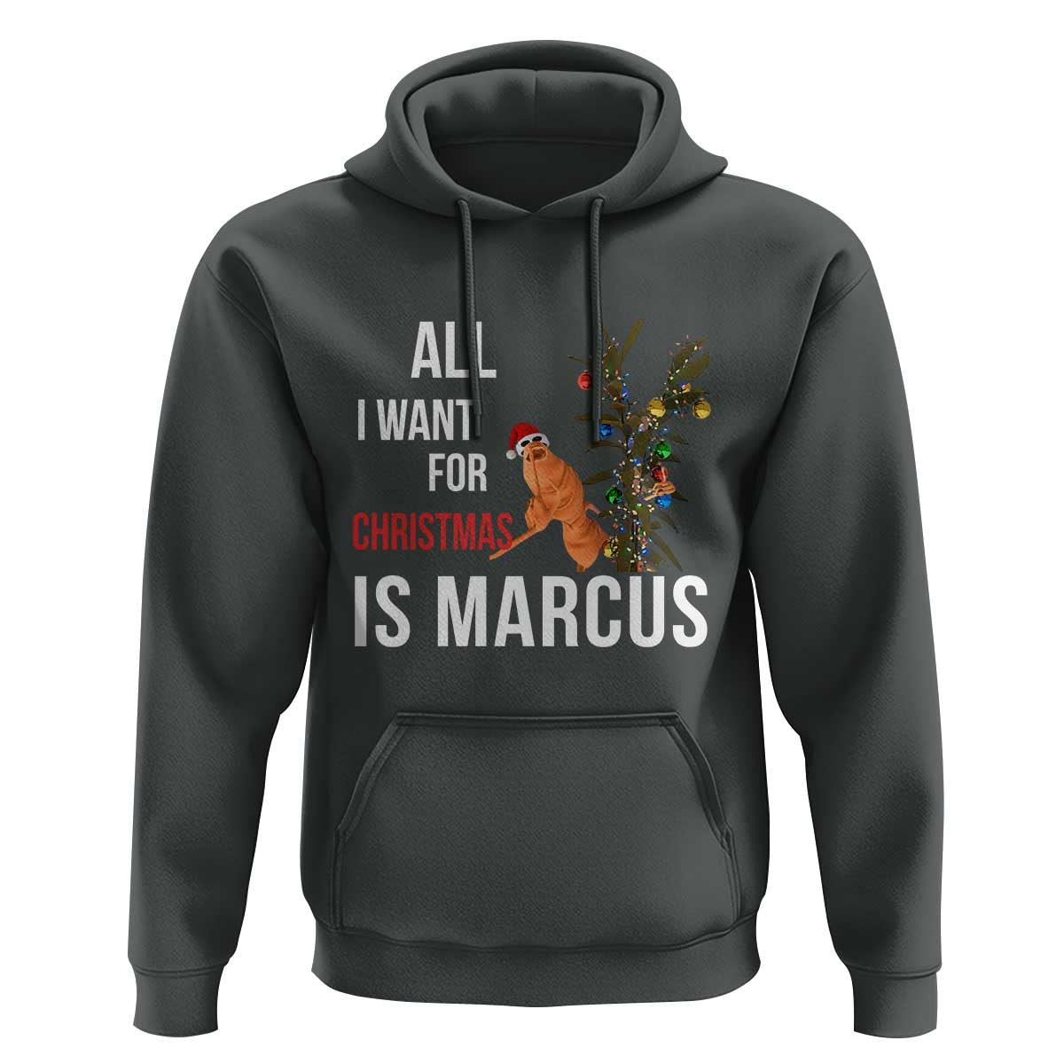Marcus The Worm Robert Christmas Meme Hoodie All I Want For Xmas Is Marcus - Wonder Print Shop