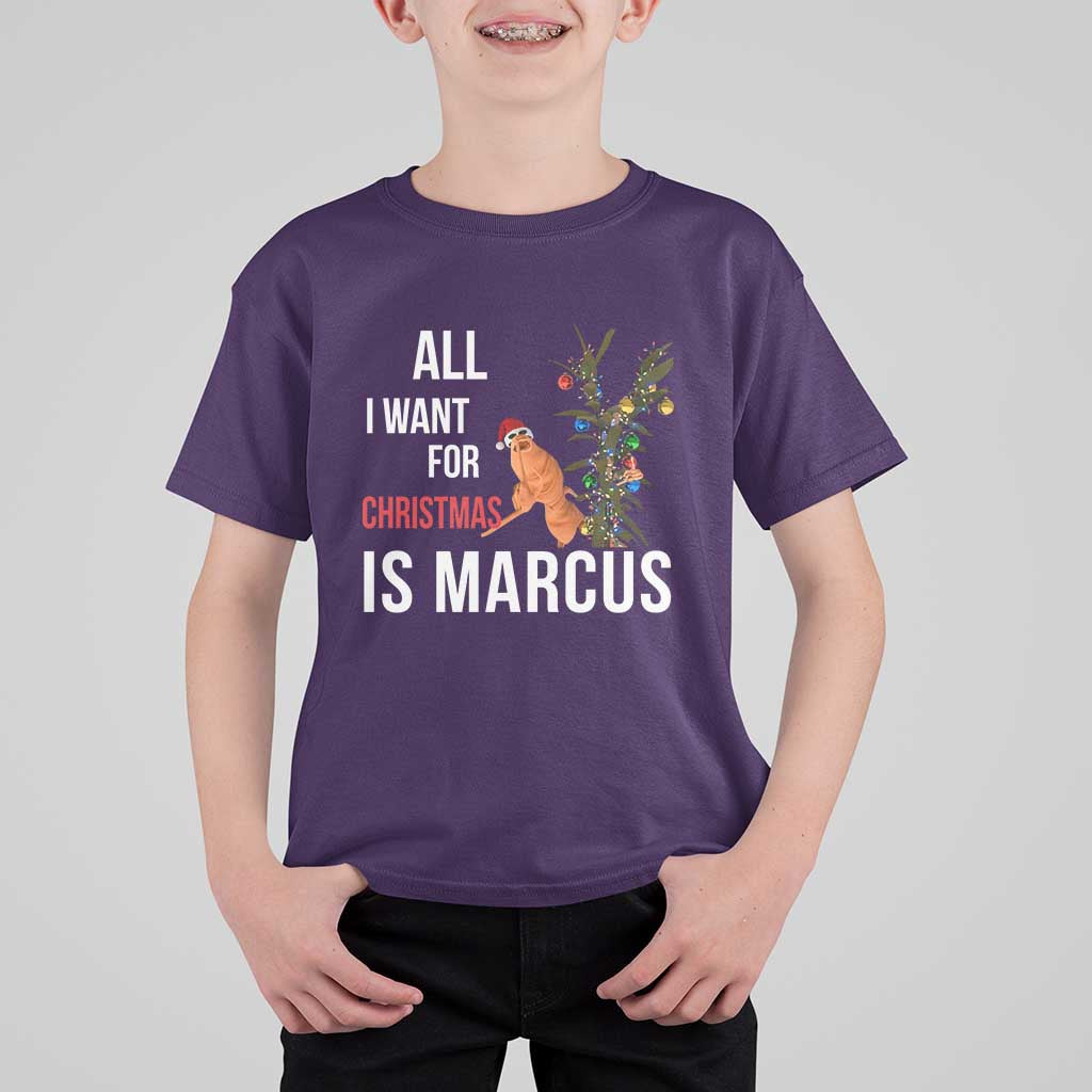 Marcus The Worm Robert Christmas Meme T Shirt For Kid All I Want For Xmas Is Marcus - Wonder Print Shop