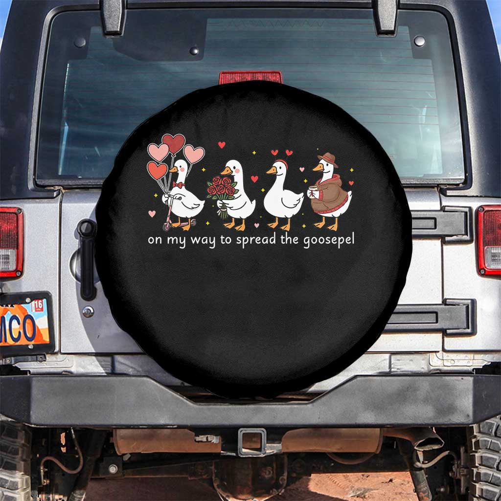 Silly Goose Christian Valentine Gospel Spare Tire Cover On My Way To Spread The Goosepel - Wonder Print Shop