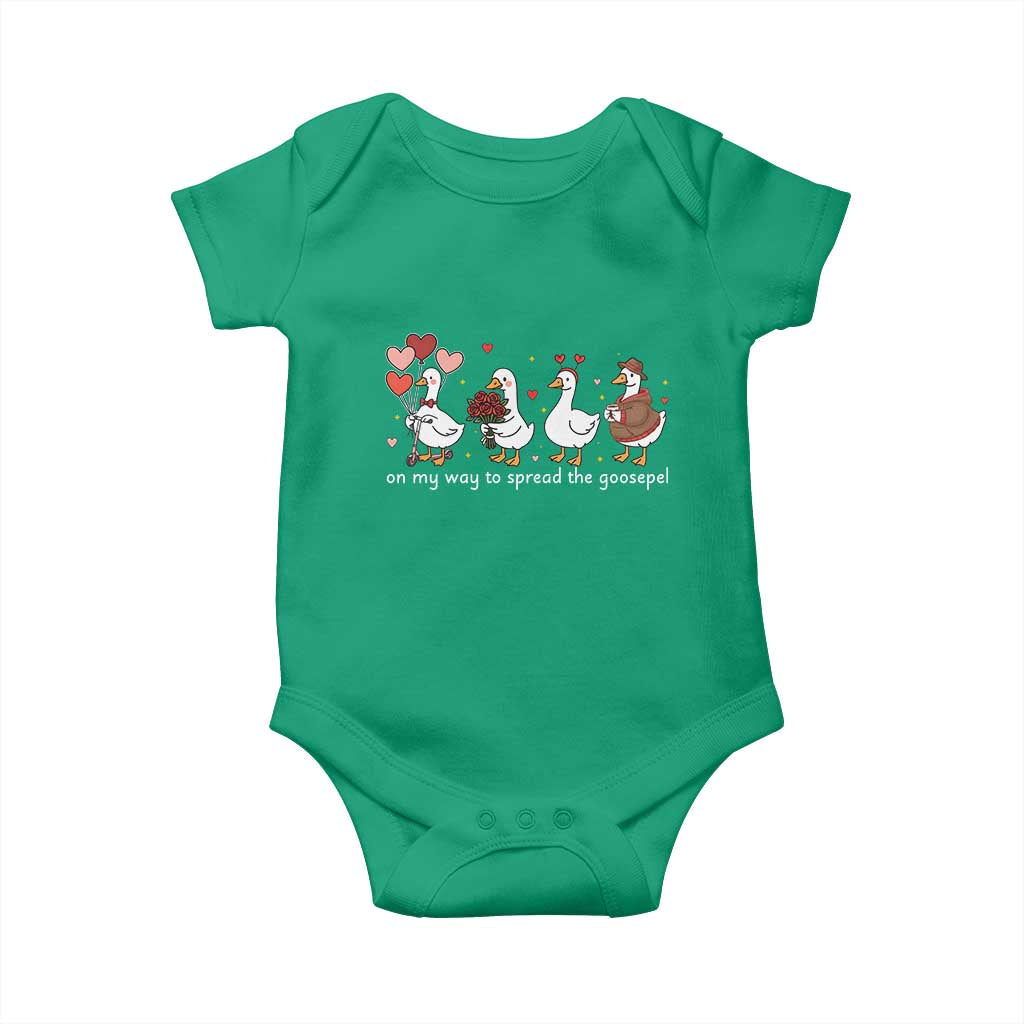Silly Goose Christian Valentine Gospel Baby Onesie On My Way To Spread The Goosepel - Wonder Print Shop