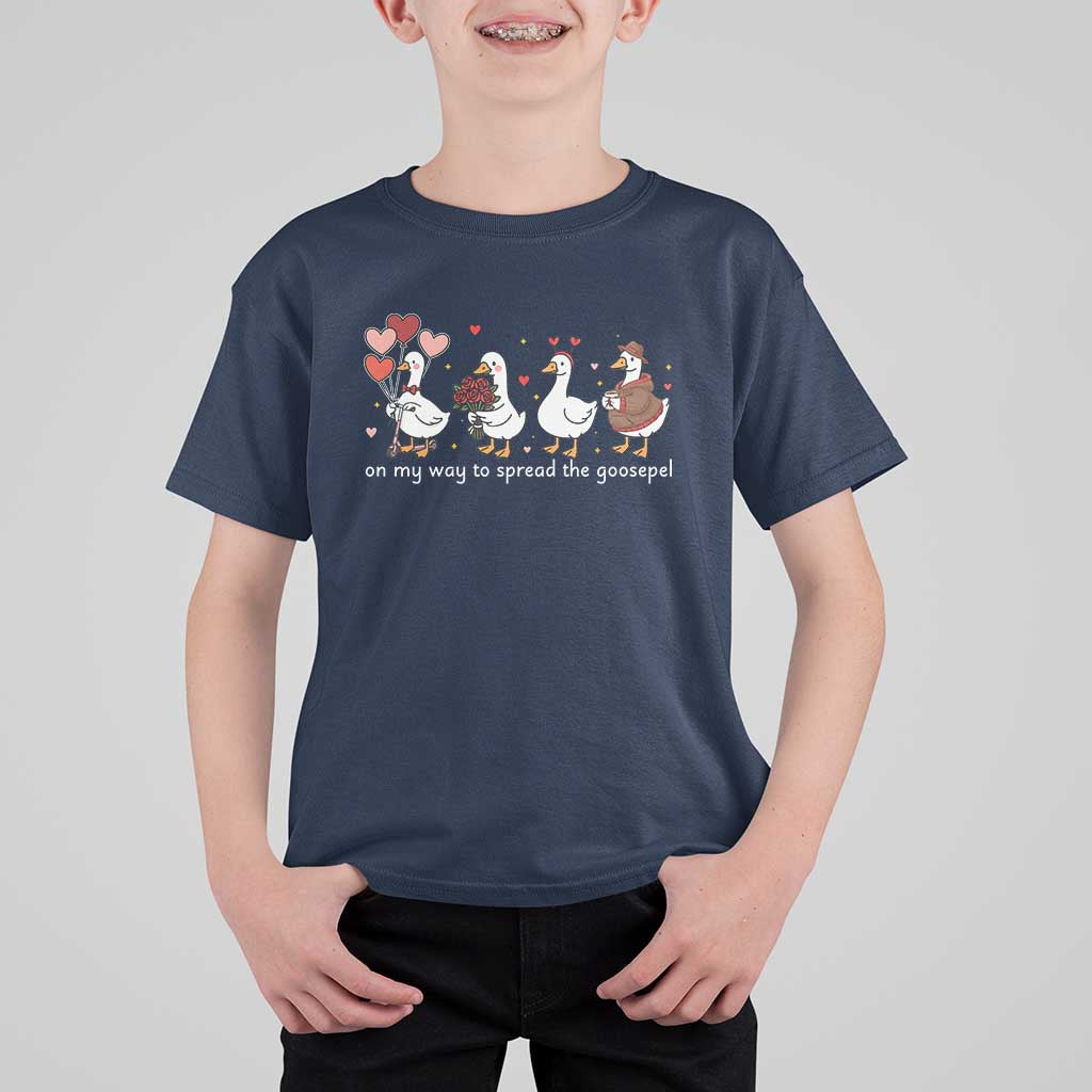 Silly Goose Christian Valentine Gospel T Shirt For Kid On My Way To Spread The Goosepel - Wonder Print Shop