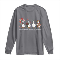 Silly Goose Christian Valentine Gospel Long Sleeve Shirt On My Way To Spread The Goosepel - Wonder Print Shop