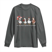 Silly Goose Christian Valentine Gospel Long Sleeve Shirt On My Way To Spread The Goosepel - Wonder Print Shop