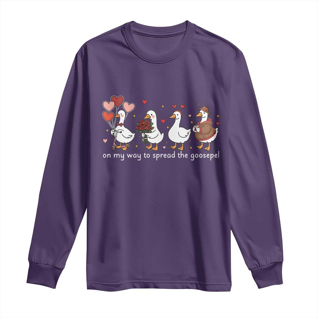Silly Goose Christian Valentine Gospel Long Sleeve Shirt On My Way To Spread The Goosepel - Wonder Print Shop