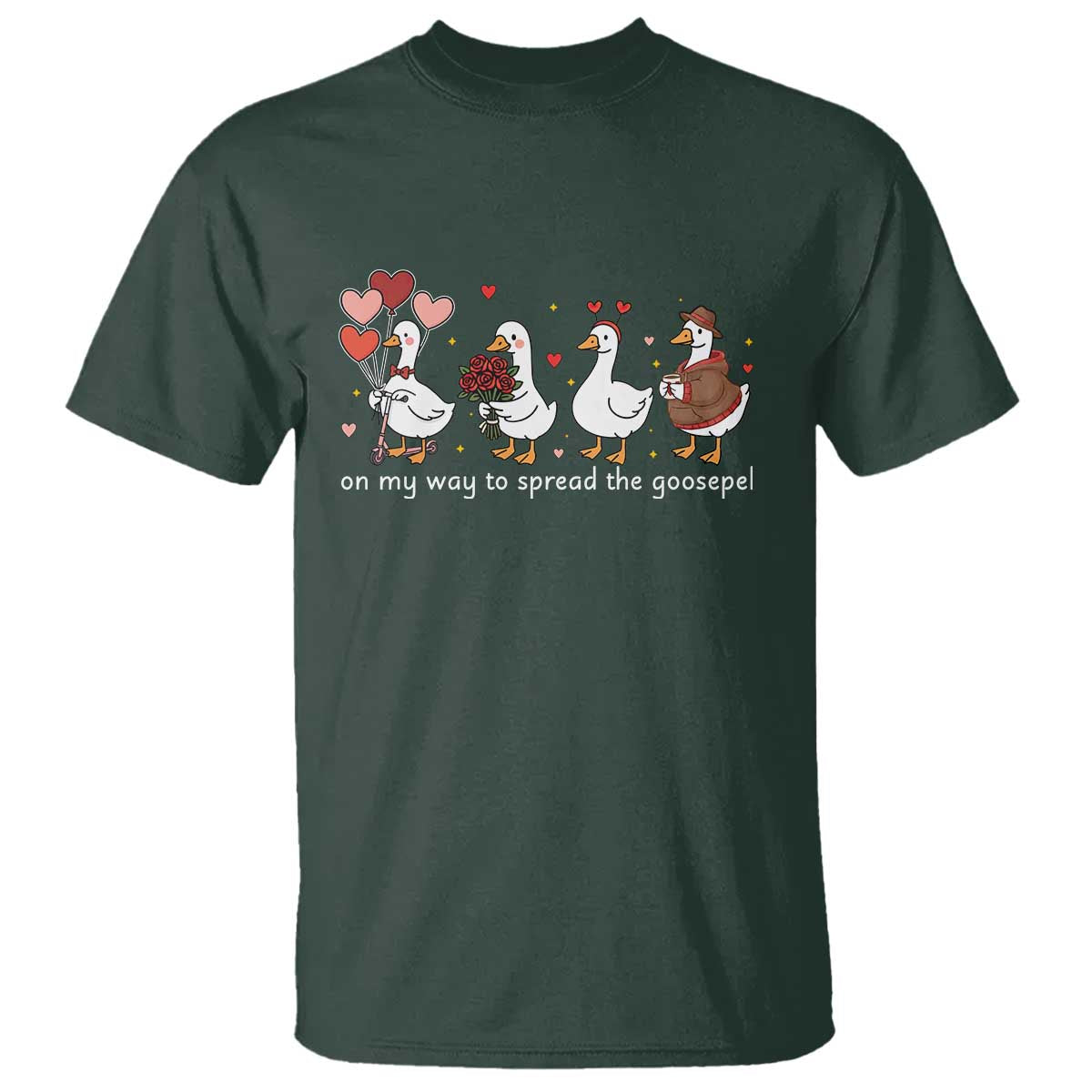 Silly Goose Christian Valentine Gospel T Shirt On My Way To Spread The Goosepel - Wonder Print Shop