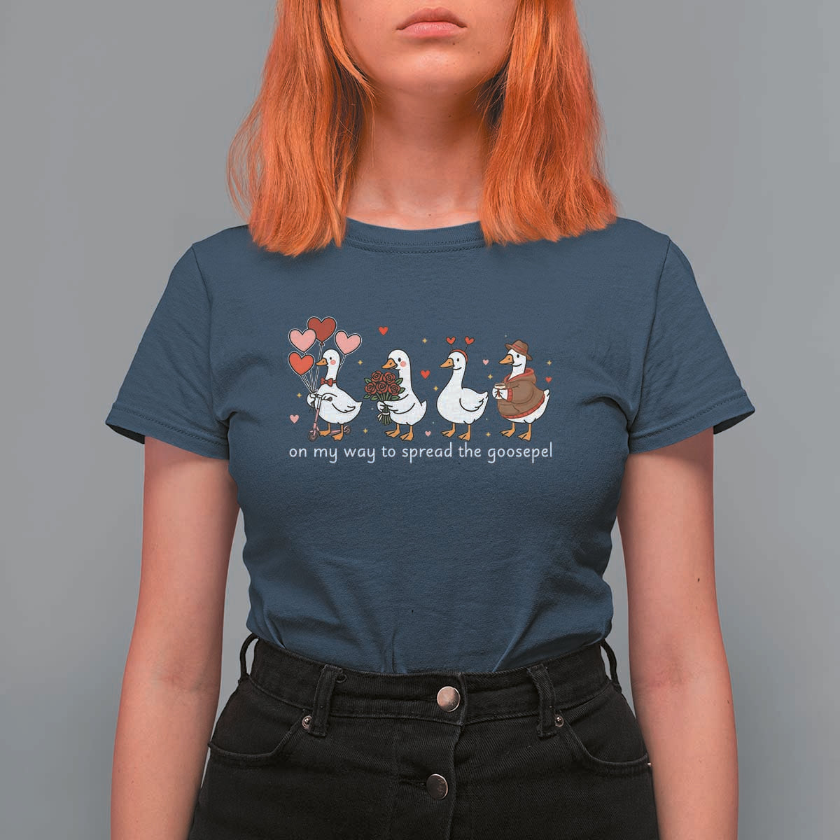 Silly Goose Christian Valentine Gospel T Shirt For Women On My Way To Spread The Goosepel - Wonder Print Shop