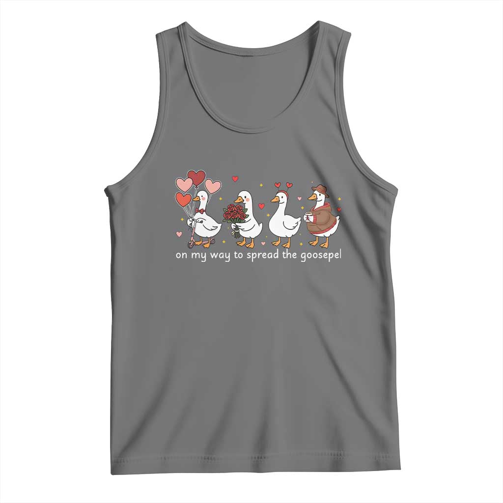 Silly Goose Christian Valentine Gospel Tank Top On My Way To Spread The Goosepel - Wonder Print Shop