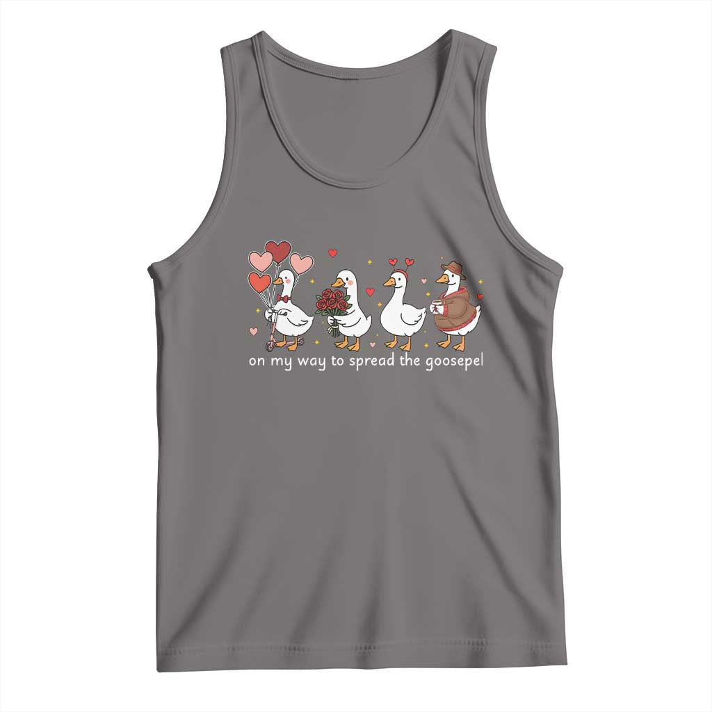 Silly Goose Christian Valentine Gospel Tank Top On My Way To Spread The Goosepel - Wonder Print Shop