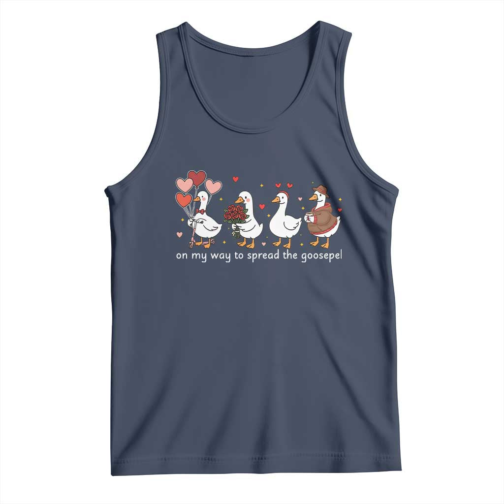 Silly Goose Christian Valentine Gospel Tank Top On My Way To Spread The Goosepel - Wonder Print Shop