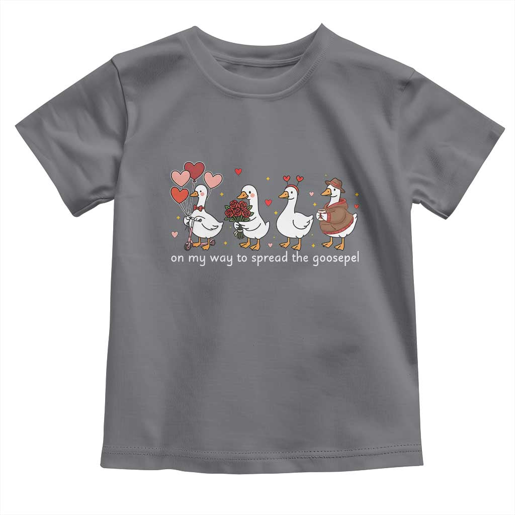 Silly Goose Christian Valentine Gospel Toddler T Shirt On My Way To Spread The Goosepel - Wonder Print Shop