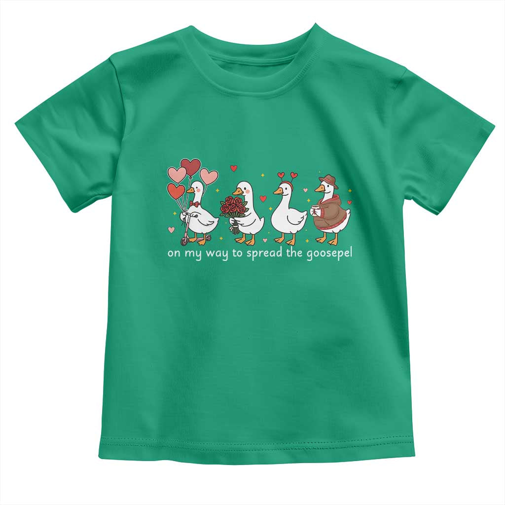 Silly Goose Christian Valentine Gospel Toddler T Shirt On My Way To Spread The Goosepel - Wonder Print Shop