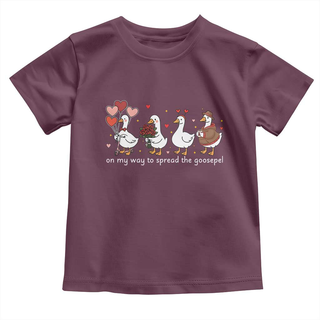 Silly Goose Christian Valentine Gospel Toddler T Shirt On My Way To Spread The Goosepel - Wonder Print Shop