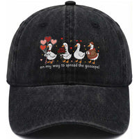 Silly Goose Christian Valentine Gospel Washed Cotton Baseball Cap On My Way To Spread The Goosepel