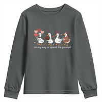 Silly Goose Christian Valentine Gospel Youth Sweatshirt On My Way To Spread The Goosepel - Wonder Print Shop