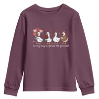 Silly Goose Christian Valentine Gospel Youth Sweatshirt On My Way To Spread The Goosepel - Wonder Print Shop