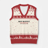 Hot Buffet Available All Day V-Neck Knit Sweater Vest Funny Cooking Food - Wonder Print Shop