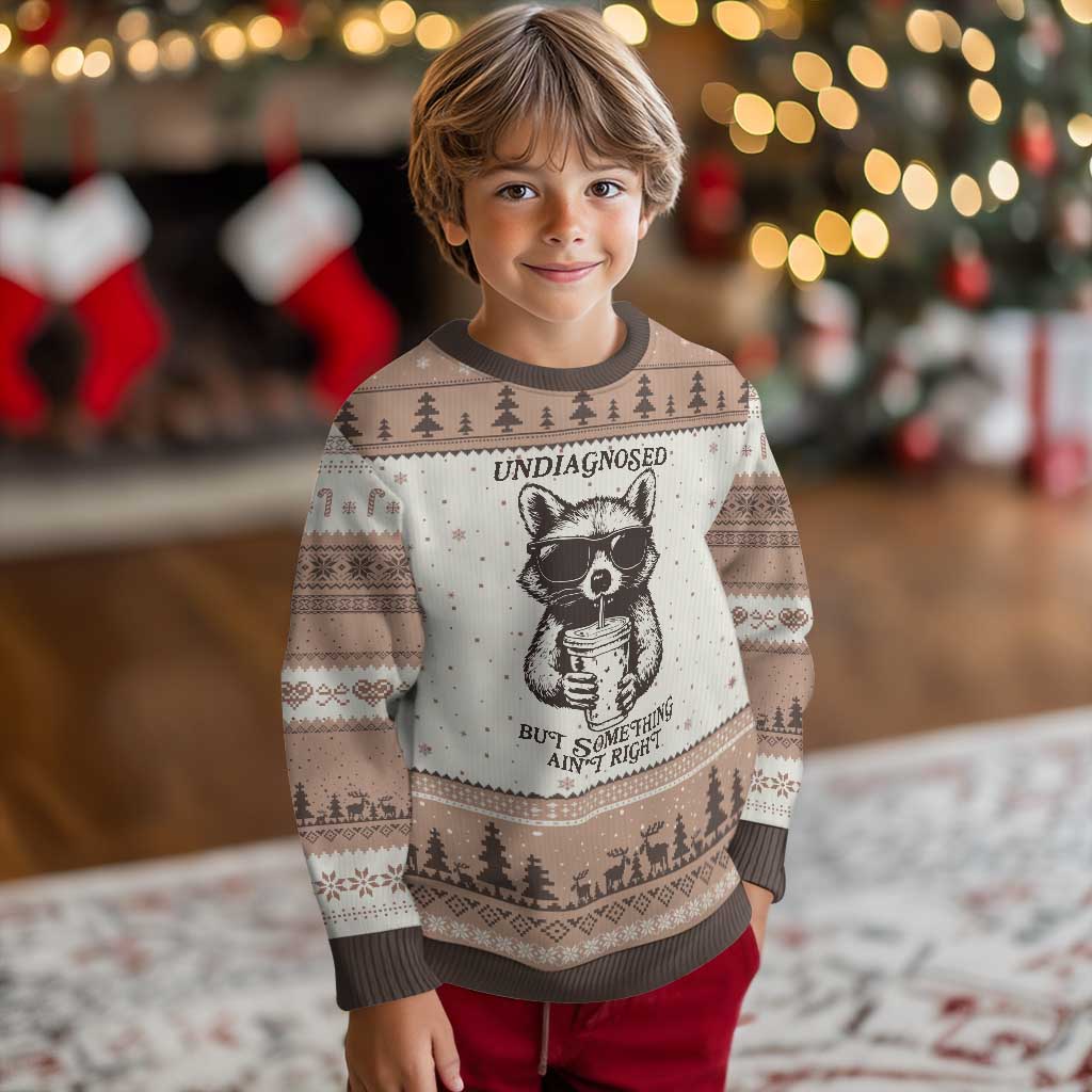 Undiagnosed But Something Aint Right Ugly Christmas Sweater Funny Racoon Saying - Wonder Print Shop