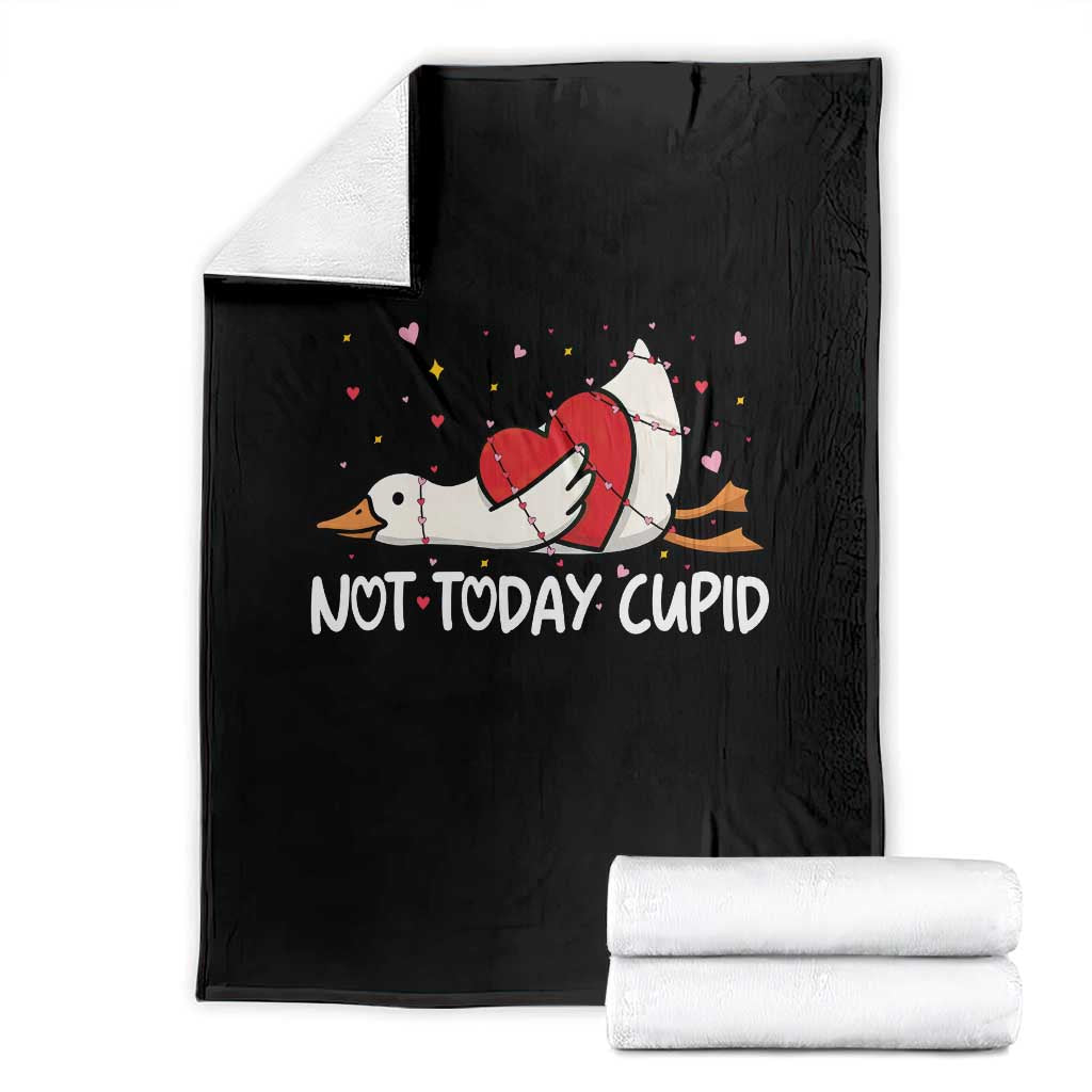 Silly Goose Valentine Throw Blanket Not Today Cupid - Wonder Print Shop