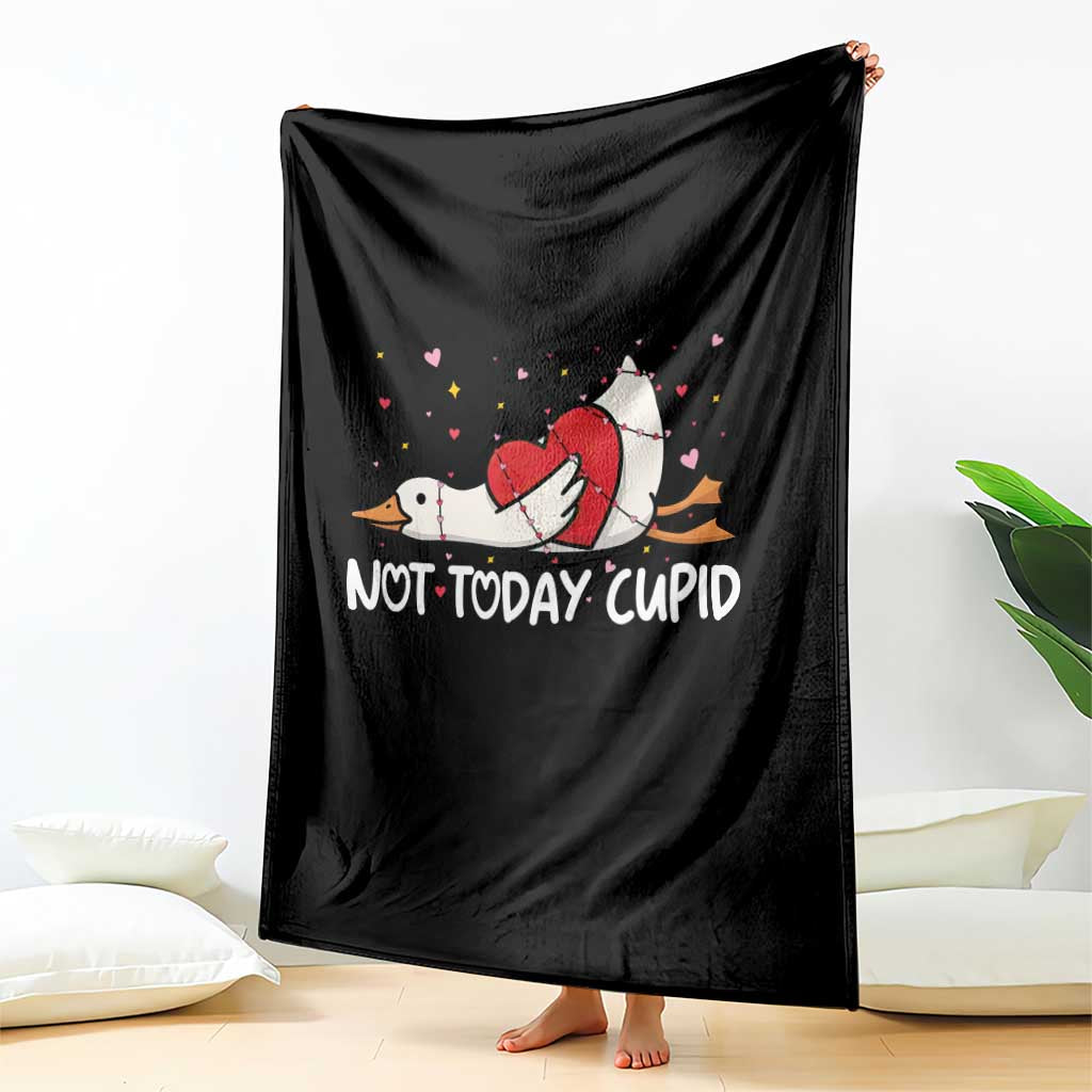 Silly Goose Valentine Throw Blanket Not Today Cupid - Wonder Print Shop