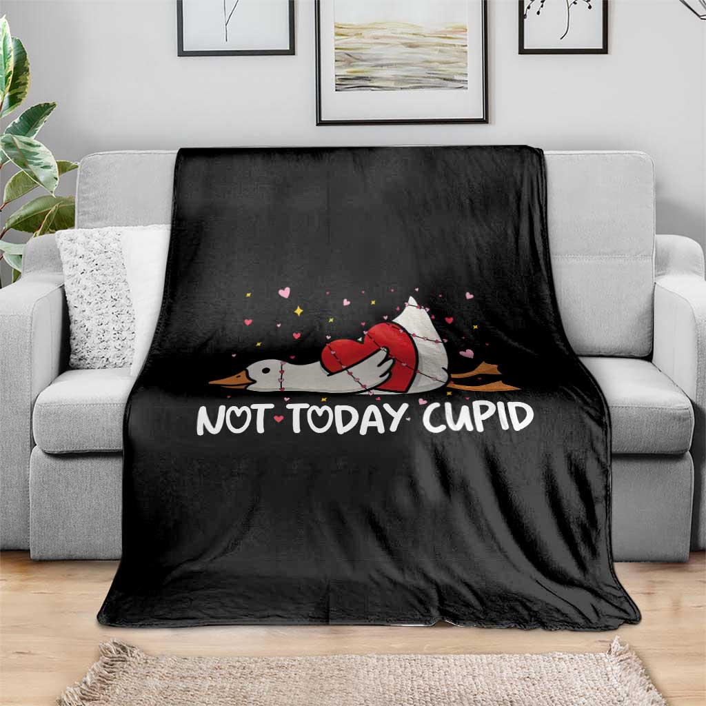Silly Goose Valentine Throw Blanket Not Today Cupid - Wonder Print Shop
