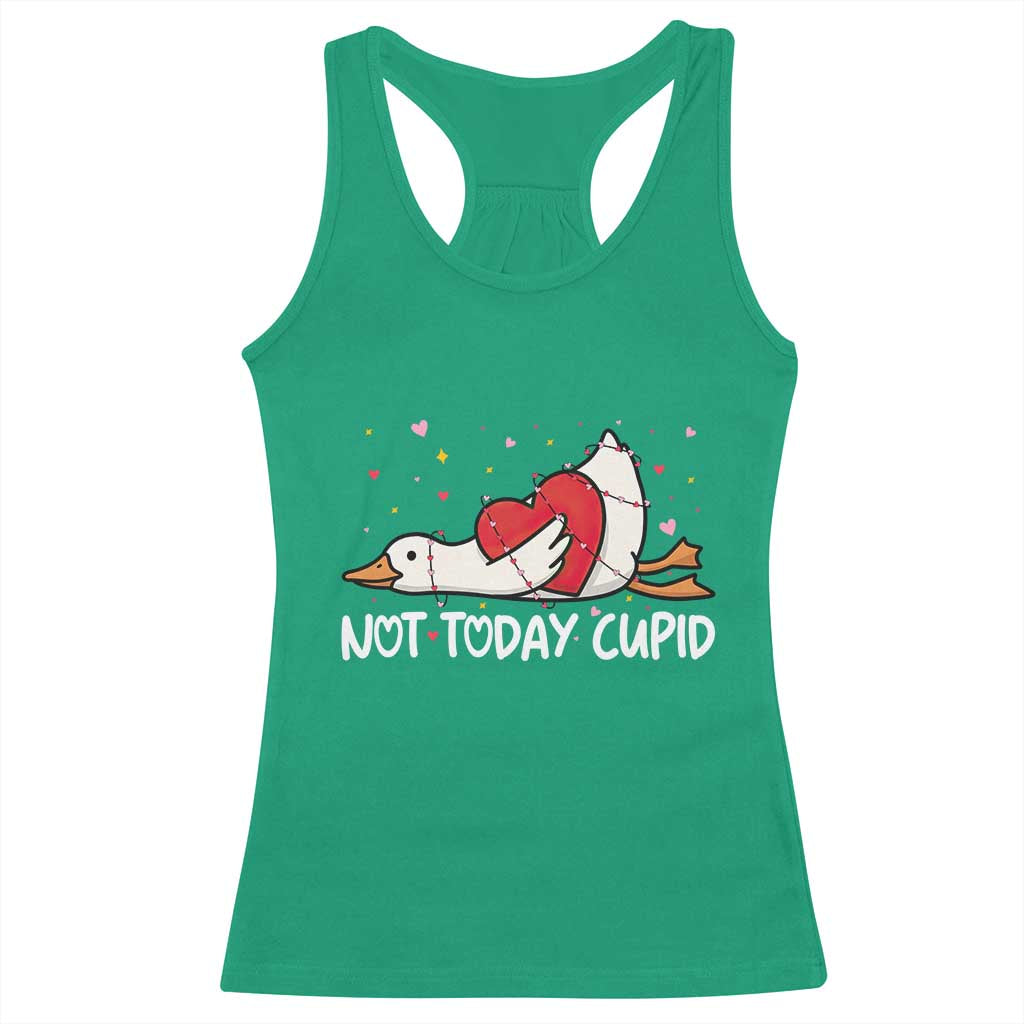 Silly Goose Valentine Racerback Tank Top Not Today Cupid - Wonder Print Shop
