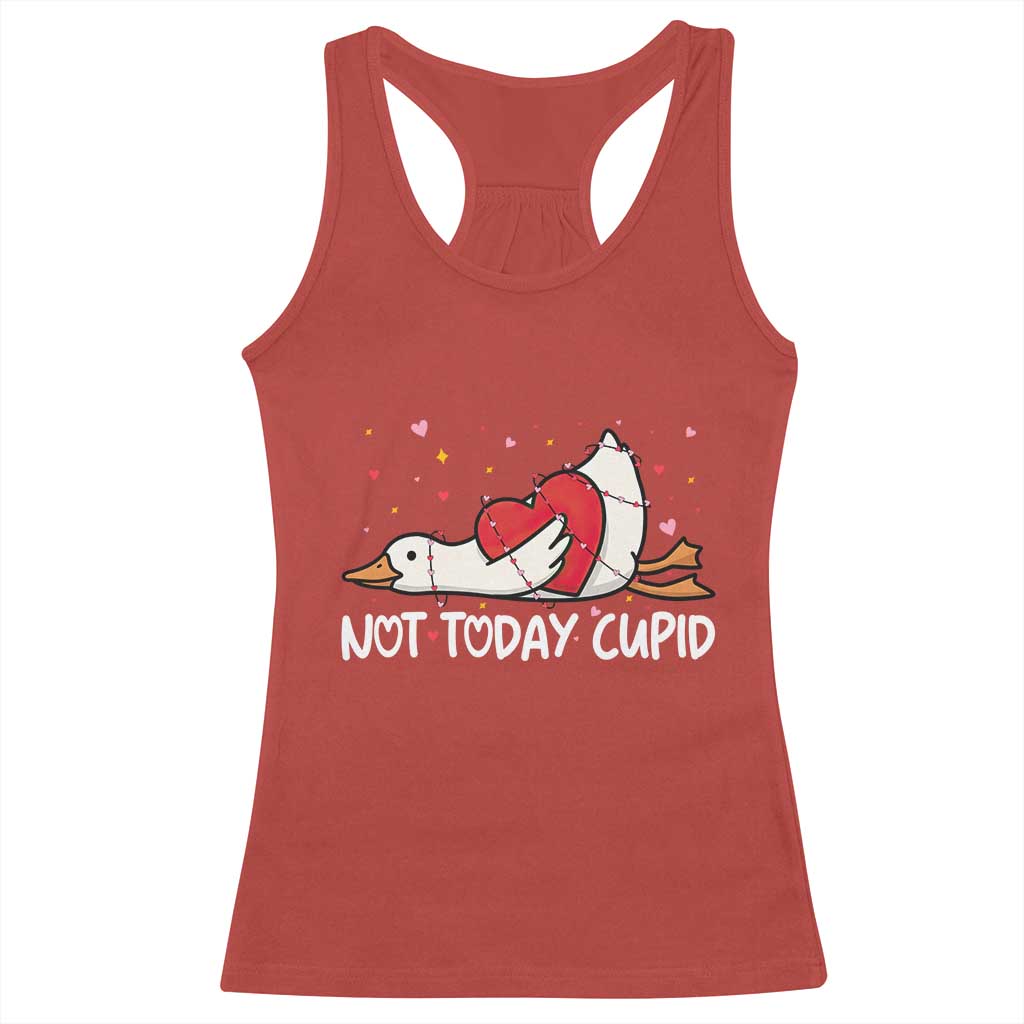 Silly Goose Valentine Racerback Tank Top Not Today Cupid - Wonder Print Shop