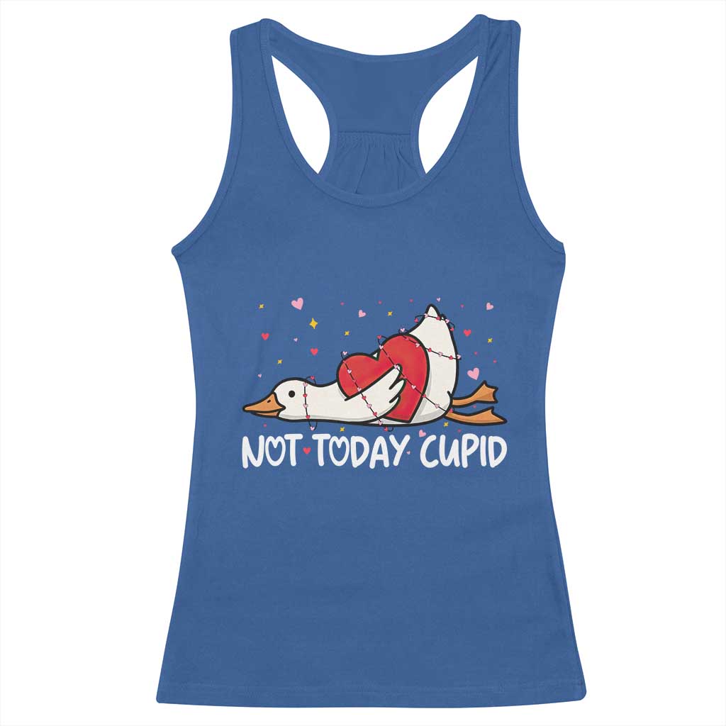 Silly Goose Valentine Racerback Tank Top Not Today Cupid - Wonder Print Shop