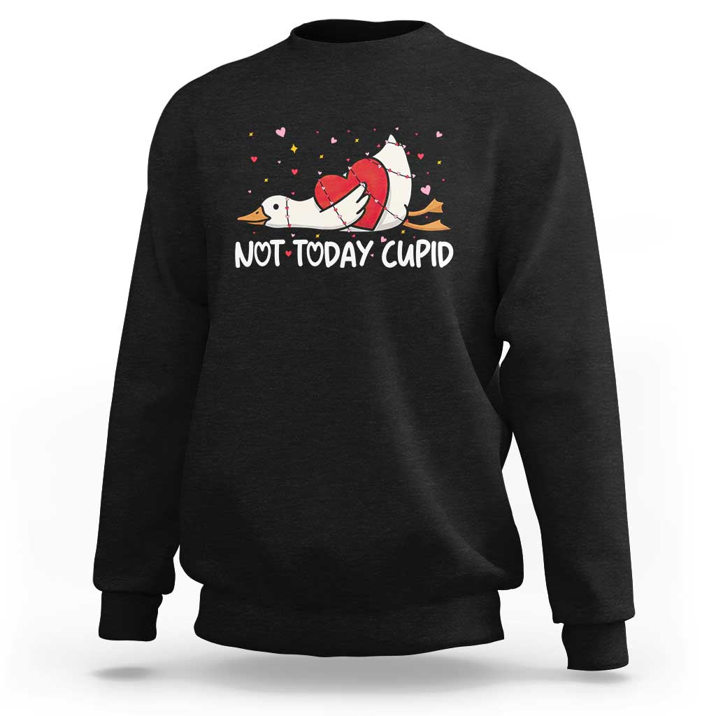 Silly Goose Valentine Sweatshirt Not Today Cupid - Wonder Print Shop