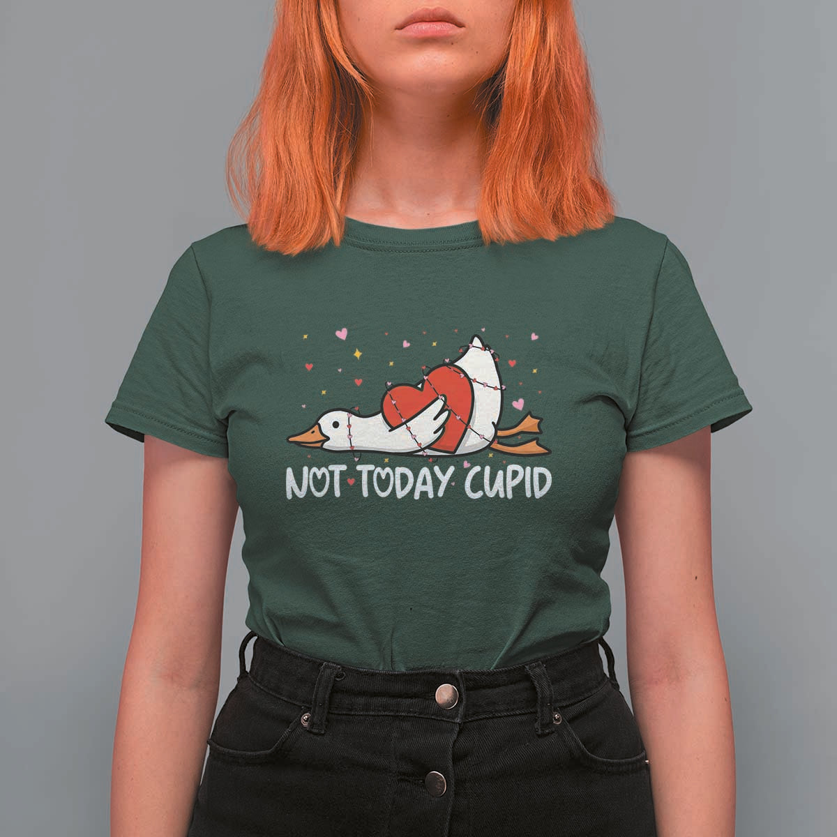 Silly Goose Valentine T Shirt For Women Not Today Cupid - Wonder Print Shop