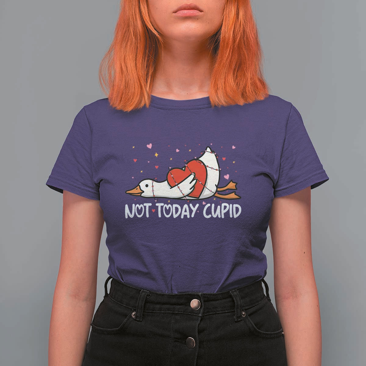 Silly Goose Valentine T Shirt For Women Not Today Cupid - Wonder Print Shop