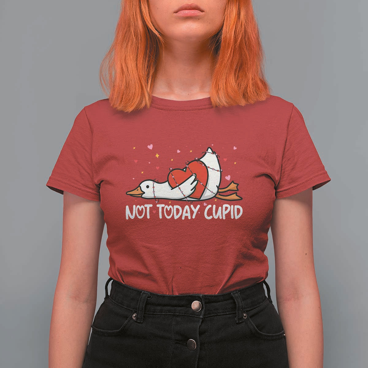 Silly Goose Valentine T Shirt For Women Not Today Cupid - Wonder Print Shop