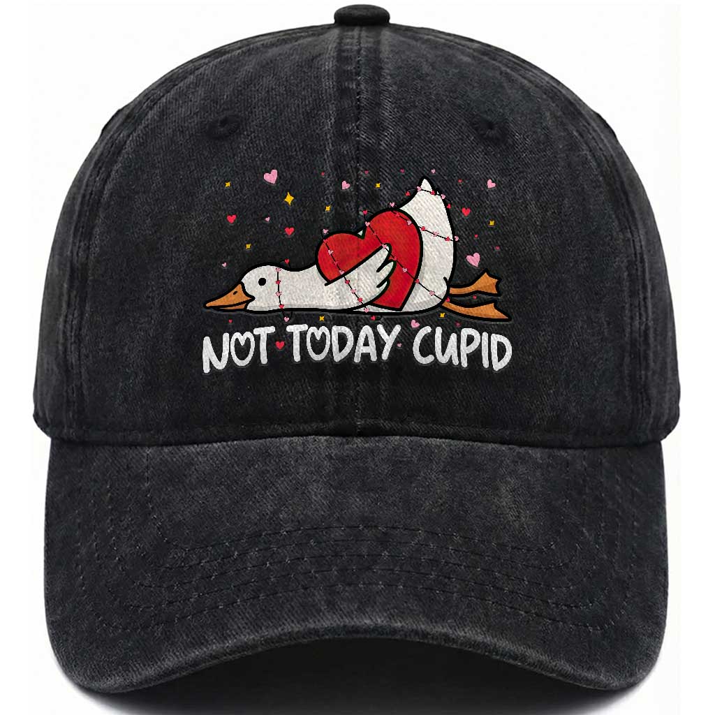 Silly Goose Valentine Washed Cotton Baseball Cap Not Today Cupid