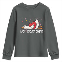 Silly Goose Valentine Youth Sweatshirt Not Today Cupid - Wonder Print Shop