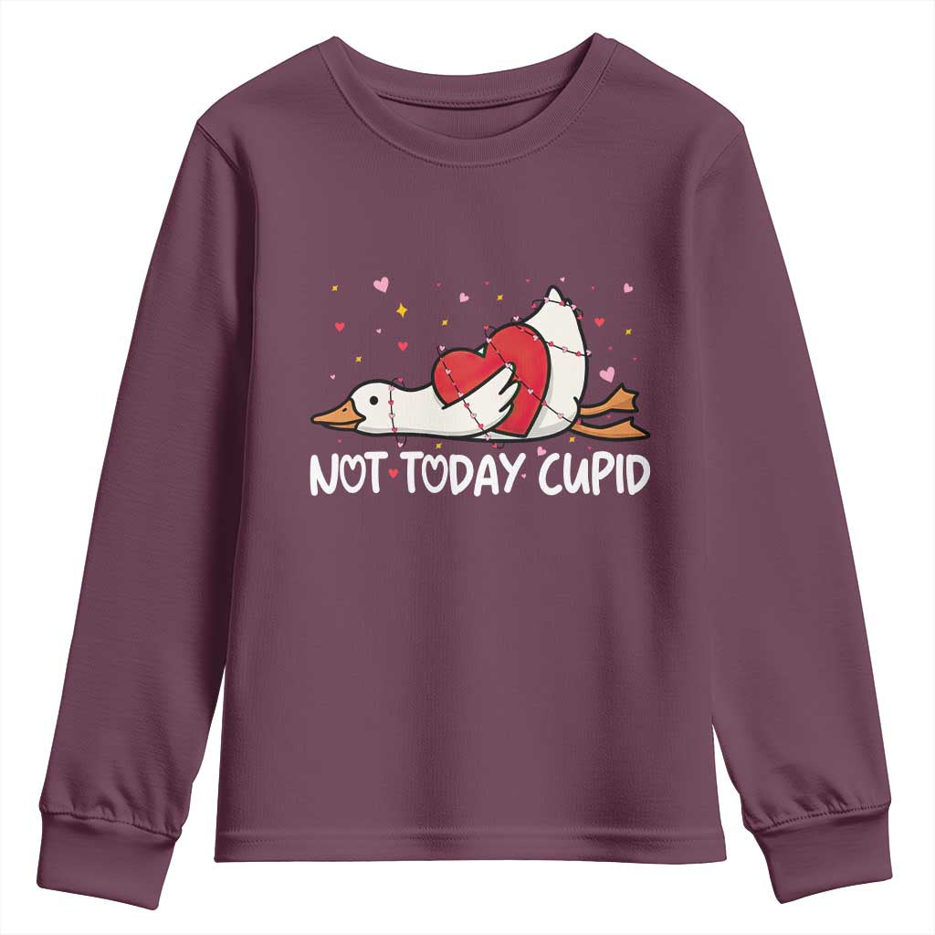 Silly Goose Valentine Youth Sweatshirt Not Today Cupid - Wonder Print Shop